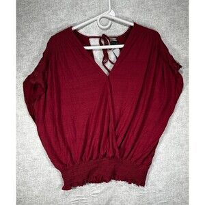 Daytrip Slub Knit Top Womens Size Small Red Open Back Boho